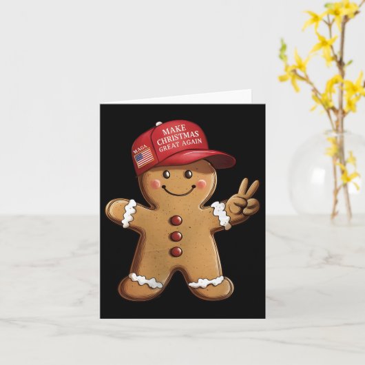 Grappige Trump peperkoek man maakt kerstmis geweld Kaart (Gele Bloem)