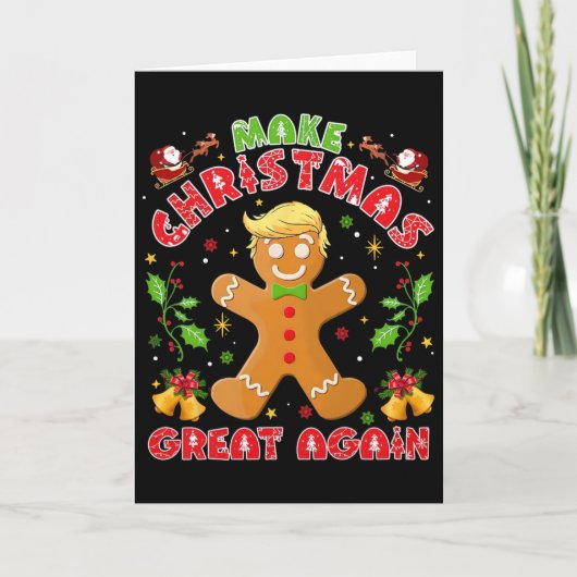 Grappige Trump Peperkoek Man Maakt Kerstmis Groot Kaart (Voorkant)