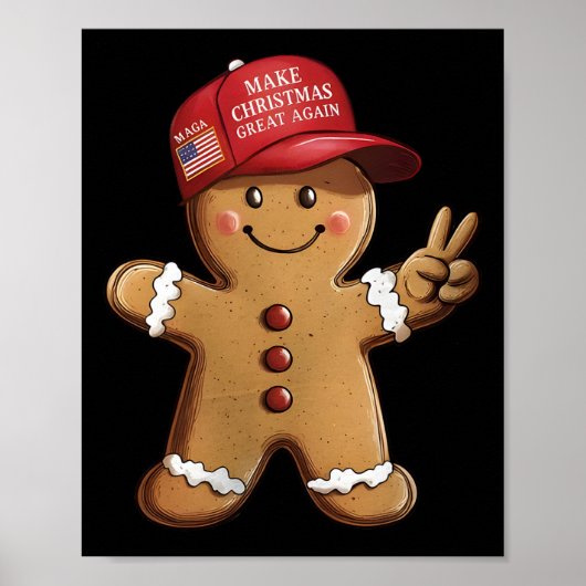Grappige Trump Peperkoek Man Maakt Kerstmis Groot  Poster (Voorkant)