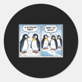 Grappige Trump pinguïns tarieven 10% politiek sarc Ronde Sticker (Voorkant)