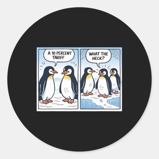 Grappige Trump pinguïns tarieven 10% politiek sarc Ronde Sticker (Voorkant)