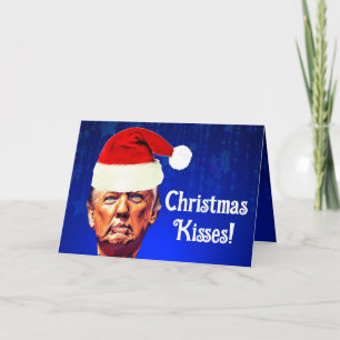 Grappige Trump Pucker "Kerst Kisses" Feestdagen Kaart