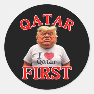Grappige Trump Qatar eerste vliegtuig uit Qatar Ronde Sticker