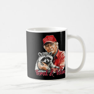 Grappige Trump Raccoon Feral en Felon 4 juli PA Koffiemok