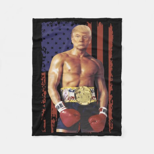 Grappige Trump Rocky Boxing Meme Boxer Amerikaanse Fleece Deken (Voorkant)