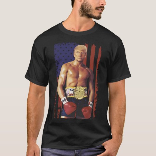 Grappige Trump Rocky Boxing Meme Boxer Amerikaanse T-shirt (Voorkant)
