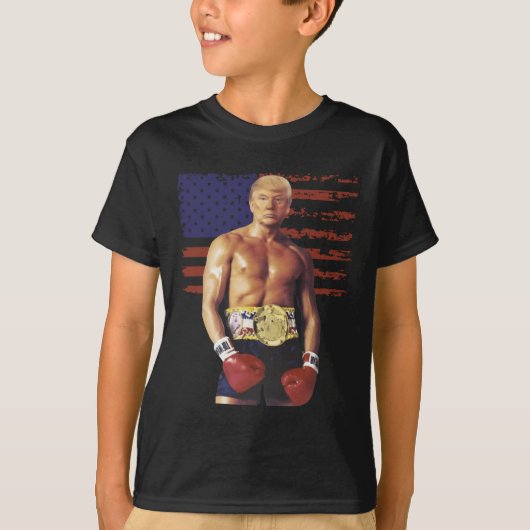 Grappige Trump Rocky Boxing Meme Boxer Amerikaanse T-shirt (Voorkant)