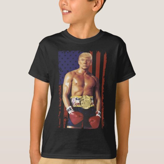Grappige Trump Rocky Boxing Meme Boxer Amerikaanse T-shirt (Voorkant)