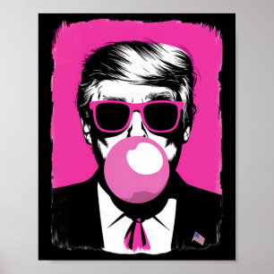 Grappige Trump Roze Bubble Gum Zonnebril  Poster