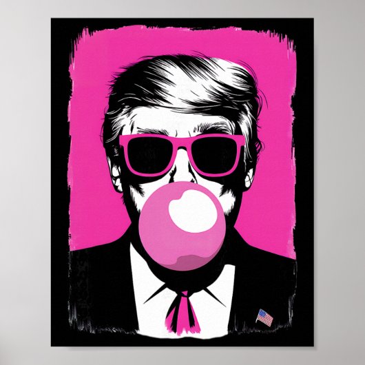 Grappige Trump Roze Bubble Gum Zonnebril Poster (Voorkant)