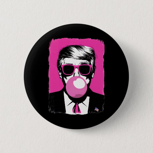 Grappige Trump Roze Bubble Gum Zonnebril Ronde Button 5,7 Cm (Voorkant)