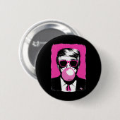 Grappige Trump Roze Bubble Gum Zonnebril Ronde Button 5,7 Cm (Voorkant /achterkant)