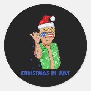 Grappige Trump Santa Claus Zout Kerstmis in juli G Ronde Sticker