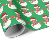 Grappige Trump Sneeuwman Custom Face Foto Xmas Cadeaupapier (Rol Hoek)