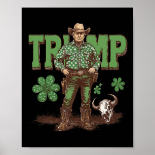 Grappige Trump St Pattys Western Cowboy Trump Sham Poster