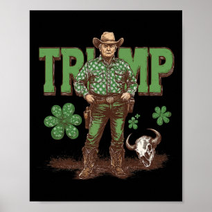 Grappige Trump St Pattys Western Cowboy Trump Sham Poster