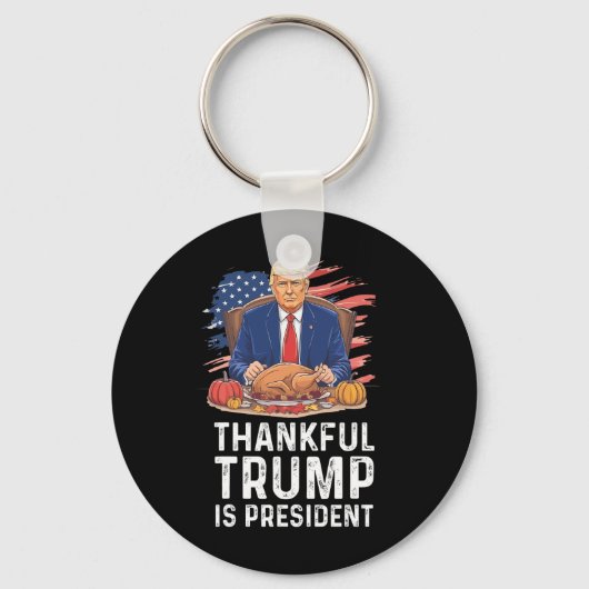 Grappige Trump-Thanksgiving dankbaar dat Trump pre Sleutelhanger (Voorkant)