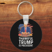 Grappige Trump-Thanksgiving dankbaar dat Trump pre Sleutelhanger (Voorkant)
