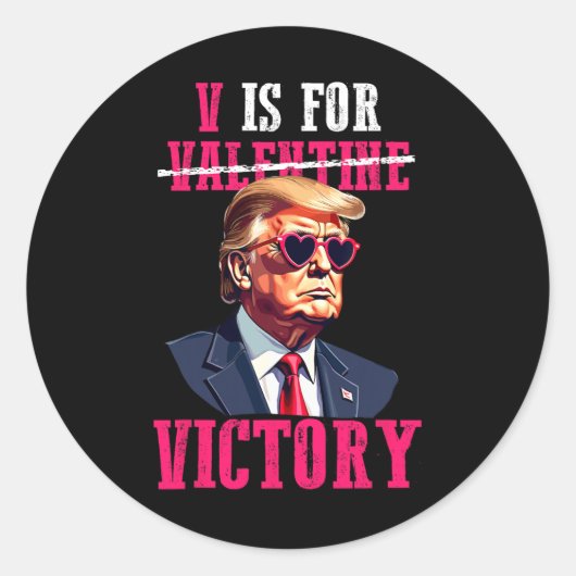 Grappige Trump Valentijnsdag V is voor Trump Ronde Sticker (Voorkant)