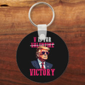 Grappige Trump Valentijnsdag V is voor Trump Sleutelhanger (Voorkant)