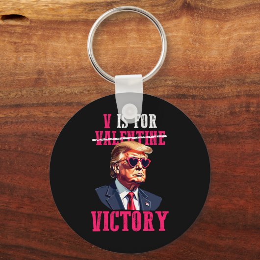 Grappige Trump Valentijnsdag V is voor Trump Sleutelhanger (Voorkant)