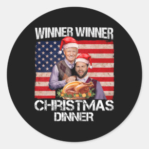 Grappige Trump Vance winnaar Kerstdiner S Ronde Sticker
