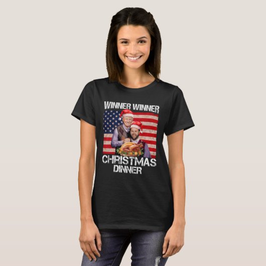 Grappige Trump Vance winnaar Kerstdiner S T-shirt (Voorkant volledig)