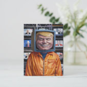 Grappige Trump vast in een tv Briefkaart (Staand voorkant)
