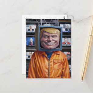 Grappige Trump vast in een tv Briefkaart