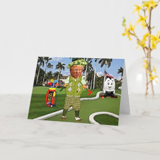 Grappige Trump Verjaardag Kaart (Gele Bloem)