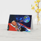 Grappige Trump Verjaardag Kaart - Super Donald (Gele Bloem)