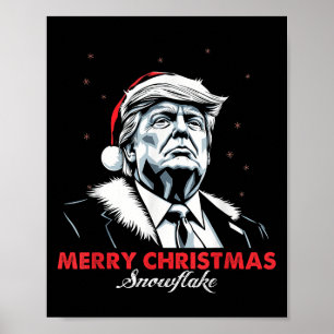 Grappige Trump vrolijke kerst sneeuwvlok Poster
