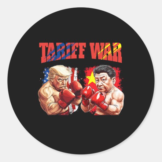 Grappige Trump vs Xi Jinping Boxing Match Ronde Sticker (Voorkant)