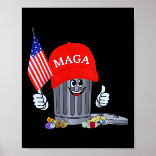 Grappige Trump vuilnis kan cartoon karakter Amerik Poster