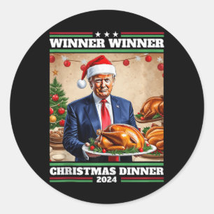 Grappige Trump winnaar Kerstdiner Tank To Ronde Sticker