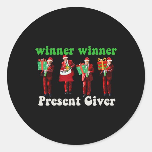 Grappige Trump Winnaar Kerstgever Trump Day Ronde Sticker (Voorkant)