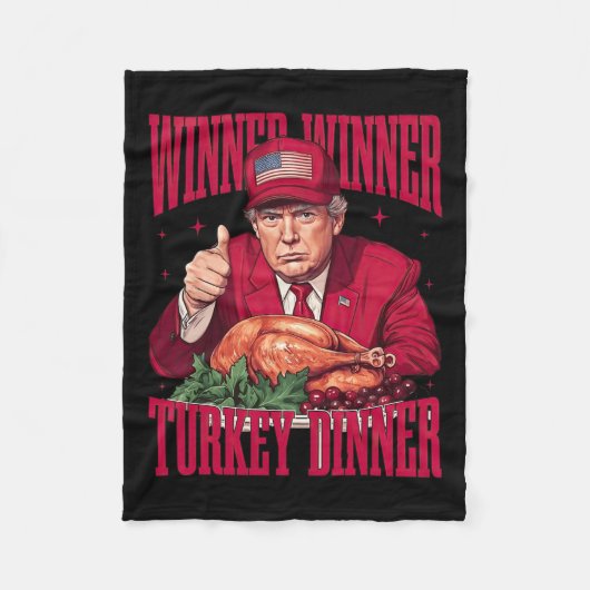 Grappige Trump Winnaar Turkije Diner Thanksgiving Fleece Deken (Voorkant)
