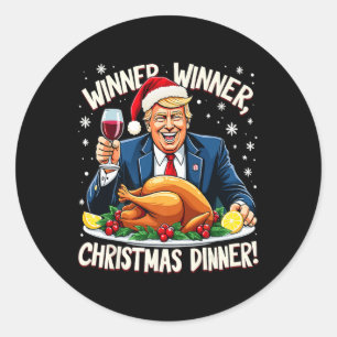 Grappige Trump Winner Kerstdiner Xmas Me Ronde Sticker