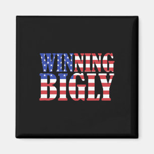 Grappige Trump Wint Bigly Amerikaanse Vlag Tee Cad Magneet