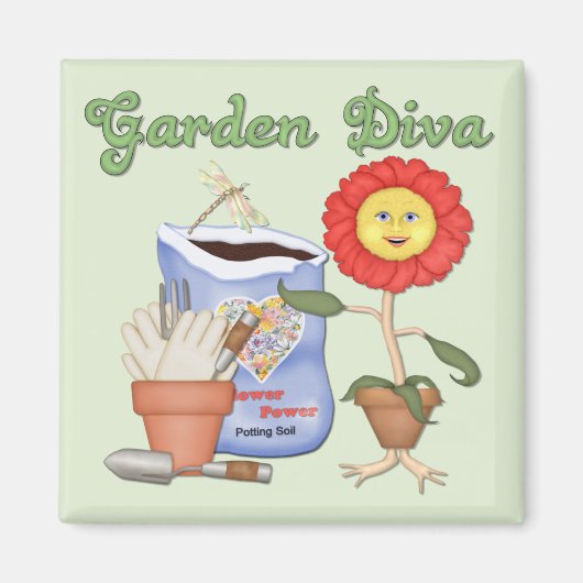 Grappige Tuin Diva Magneet (Voorkant)