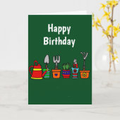 Grappige tuingereedschap in bloempotten Art Kaart (Gele Bloem)