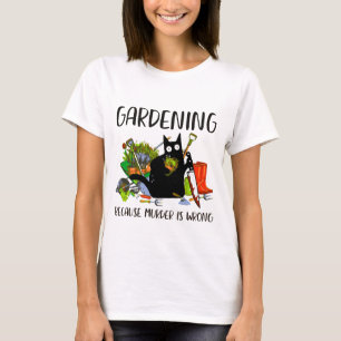 Grappige tuinieren kat t-shirt