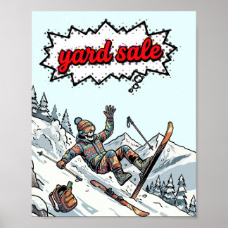 Grappige Tuinverkoop Skisport Skelet Poster | Ski