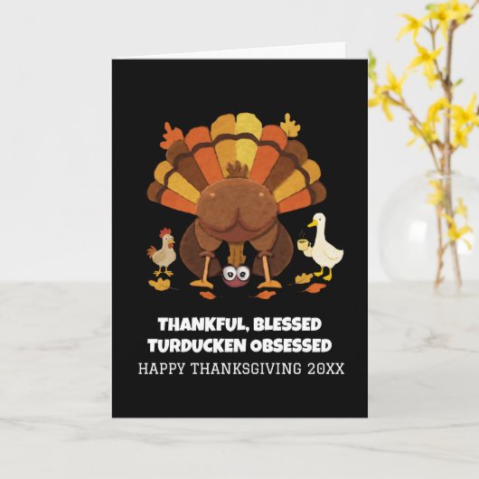 Grappige Turducken Thanksgiving Kaart (Gele Bloem)