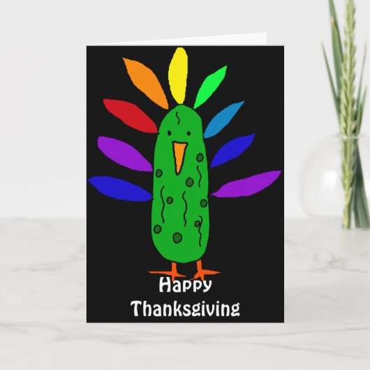 Grappige Turkije augurk Thanksgiving Cartoon Feestdagen Kaart (Voorkant)