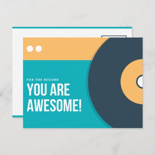 Grappige turquoise en gele schijf briefkaart (Voorkant / Achterkant)