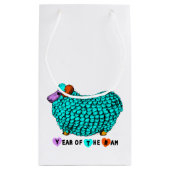 Grappige Turquoise Ram Chinees Jaar Zodiac S Gift Klein Cadeauzakje (Achterkant)