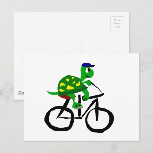 Grappige Turtle Riding Bicycle Briefkaart (Voorkant / Achterkant)