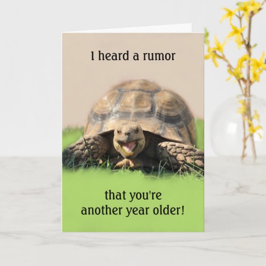 Grappige Turtle Verjaardag Kaart voor elk Kind (Gele Bloem)