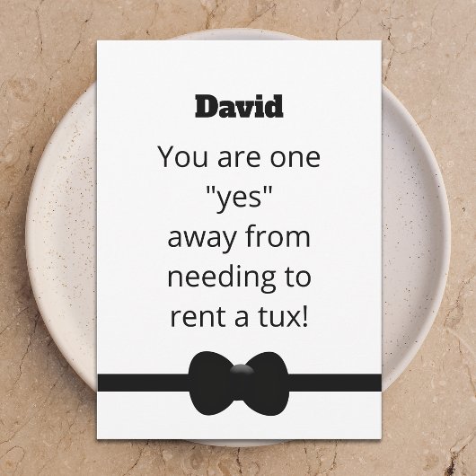 Grappige Tux Wil je mijn Usher zijn Digitale kaart